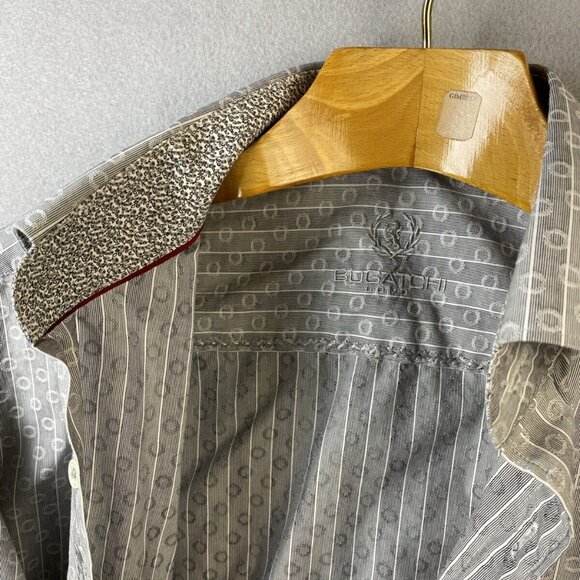 Bugatchi Uomo Dress Shirt Mens‎ 16 1/2 L Button Down 34/35 Shaped Fit Luxury - Picture 4 of 14